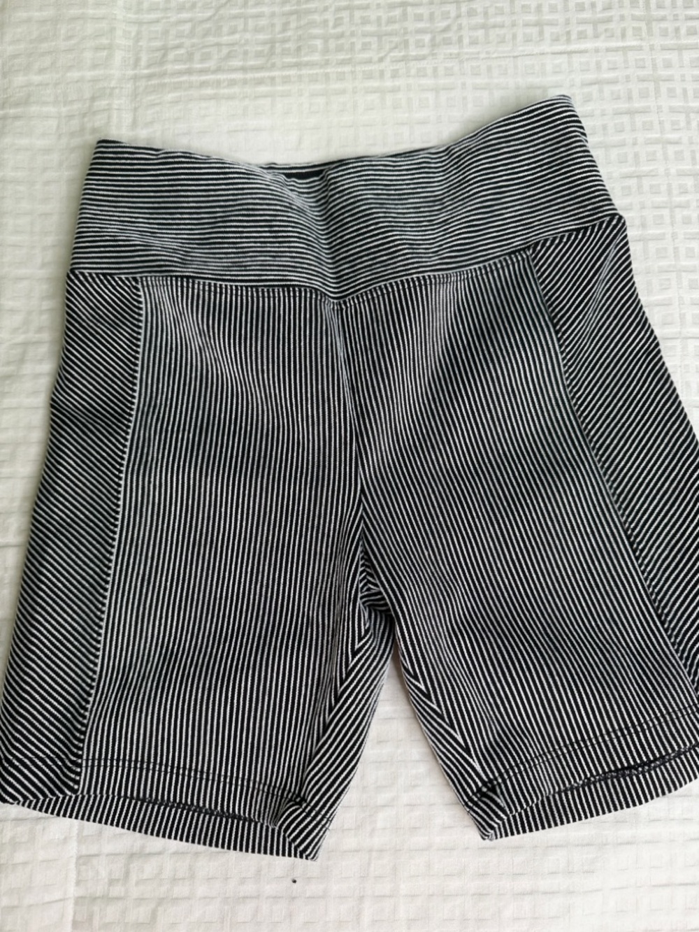 GIGI C Black & White Striped Bike Shorts